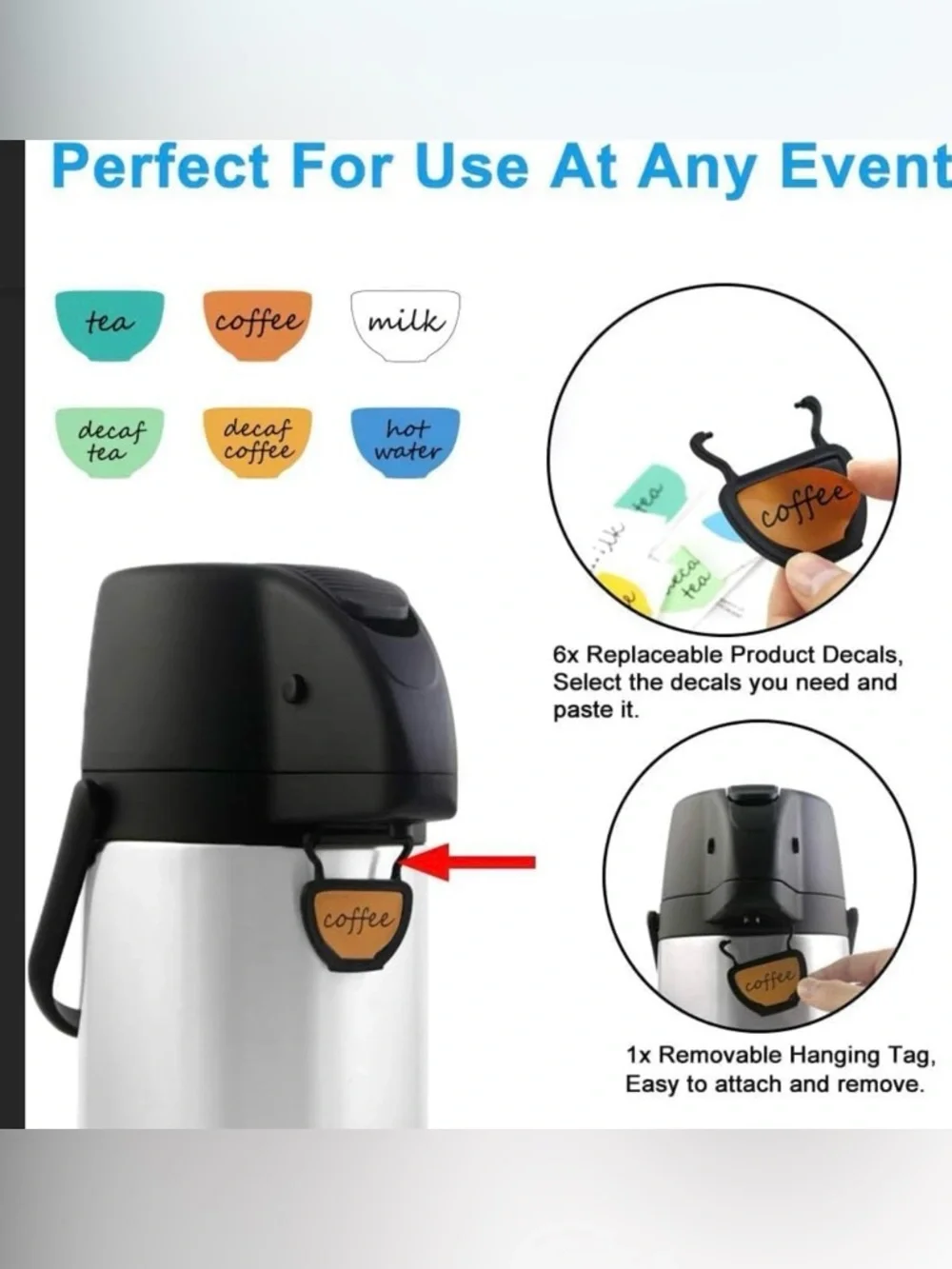Tomakeit Airpot Coffee Dispenser with Stainless Steel Carafe - Black & Silver